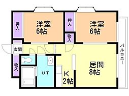 ラフィーネ宮の森 2LDKの間取図画像