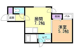 キャトルセゾン 1LDKの間取図画像
