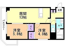 Gufo伏見 2LDKの間取図画像