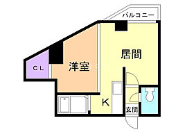 パークヒルズ中央411 1LDKの間取図画像