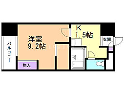 D'sVARIE札幌レジデンス 1Kの間取図画像