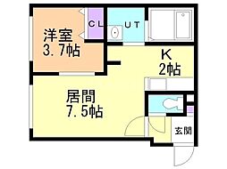 VillageSoen 1LDKの間取図画像