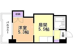 サウスフォー2 1DKの間取図画像