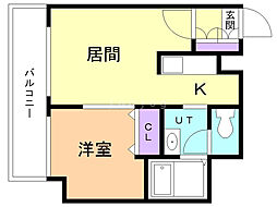 グレースコート円山北 1LDKの間取図画像