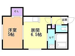 Voile中島公園 1DKの間取図画像