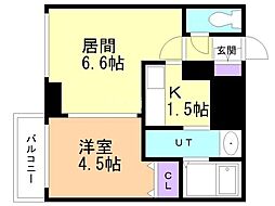 レジディア北二条イースト3 1LDKの間取図画像