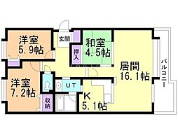 エクセルシオール宮の森 3LDKの間取図画像