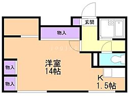 D'sVARIE札幌レジデンス 1Kの間取図画像