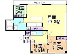 シーアイマンション円山西棟 3LDKの間取図画像