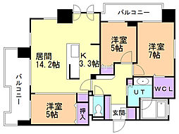 クリオ円山鳥居前 3LDKの間取図画像