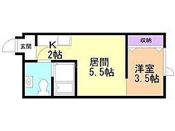 S-スタジオ 1DKの間取図画像