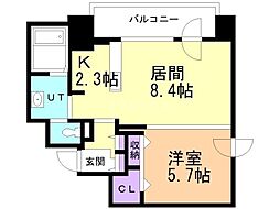 オルムドグランメール大通 1LDKの間取図画像
