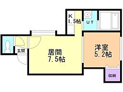 リバーエミール 1LDKの間取図画像