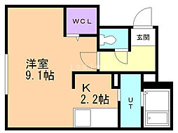 ファランドール大通り東1 1Kの間取図画像