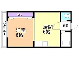 ローレル南6条 1DKの間取図画像