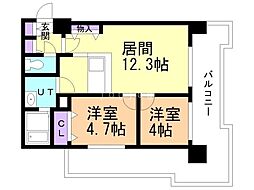 UURコート札幌北三条 2LDKの間取図画像