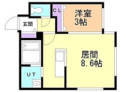 GRANDONESAPPORO 1LDKの間取図画像