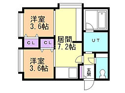 pique 2DKの間取図画像