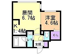 植物園テラス 1LDKの間取図画像