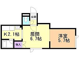 KIRAMECK知事公館2 1LDKの間取図画像