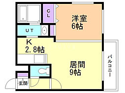 シュア・コート北13 1LDKの間取図画像