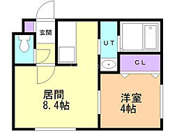 ホープ南7条 1LDKの間取図画像