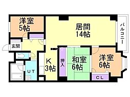 エスポアール円山西島ビル 3LDKの間取図画像