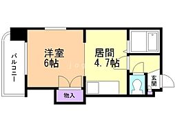 エクセル2 1DKの間取図画像