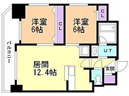 ラ・ソレイユ南2条 2LDKの間取図画像
