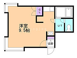 リラハイム円山 2階ワンルームの間取り