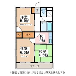 メイプルK-1 3Kの間取図画像