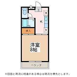ヴィレッヂ2 1Kの間取図画像