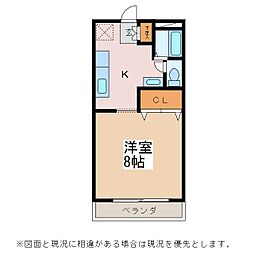 サンライフ伊藤 1Kの間取図画像