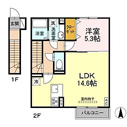 GRAND D-ROOM J 庄内 1LDKの間取図画像