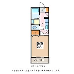 ハチマル 1Kの間取図画像