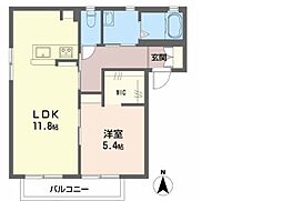 フォンティーヌ東A 1LDKの間取図画像