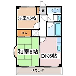 Limpia田川 2DKの間取図画像