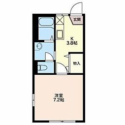 ディアス・アムール 1Kの間取図画像