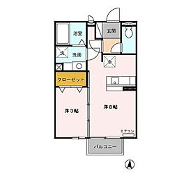 アリスガーデンナカジマA 1LDKの間取図画像