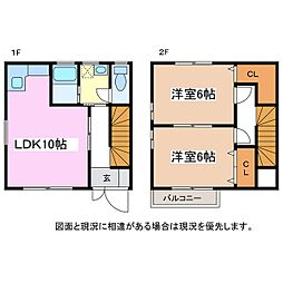 スプリニアB棟 2LDKの間取図画像