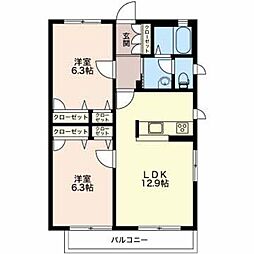 メゾンド・レディ 2LDKの間取図画像