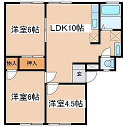 アーバンのぐちA 3DKの間取図画像