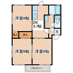 ドミール両島 3DKの間取図画像