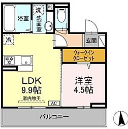Mels court 1LDKの間取図画像