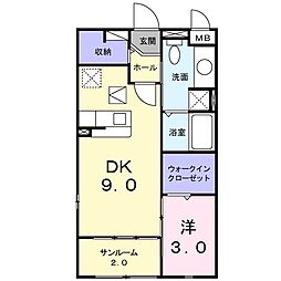 メゾン・リバーサイドA 1LDKの間取図画像