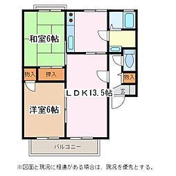 グラース・エルムB 2LDKの間取図画像