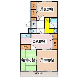 マンションアビテ 3DKの間取図画像