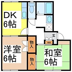 フレグランスみゆき 2DKの間取図画像