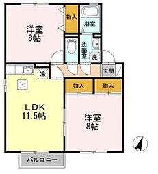 トミユウ・ボラタA棟 1階2LDKの間取り