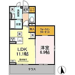 Glicina 1階1LDKの間取り